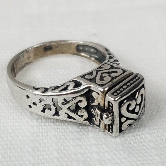 Prayer Ring Trinket Ring Mustard Seed Ring Silver 925 Sz 11mm US 6 - Picture 1 of 8